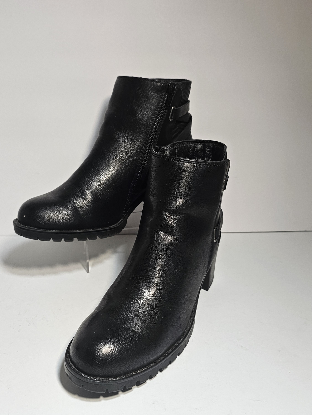 Baretraps Hensley Women’s 7.5M Black Vegan Leather Whimsigoth Ankle Boots Zip Up